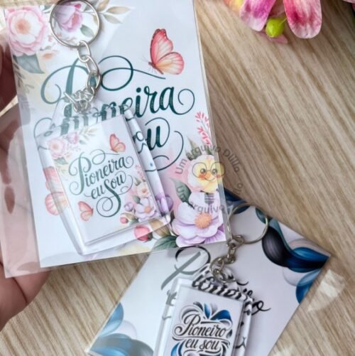 Arte para chaveiro 3x4 Pioneira e Pioneiro